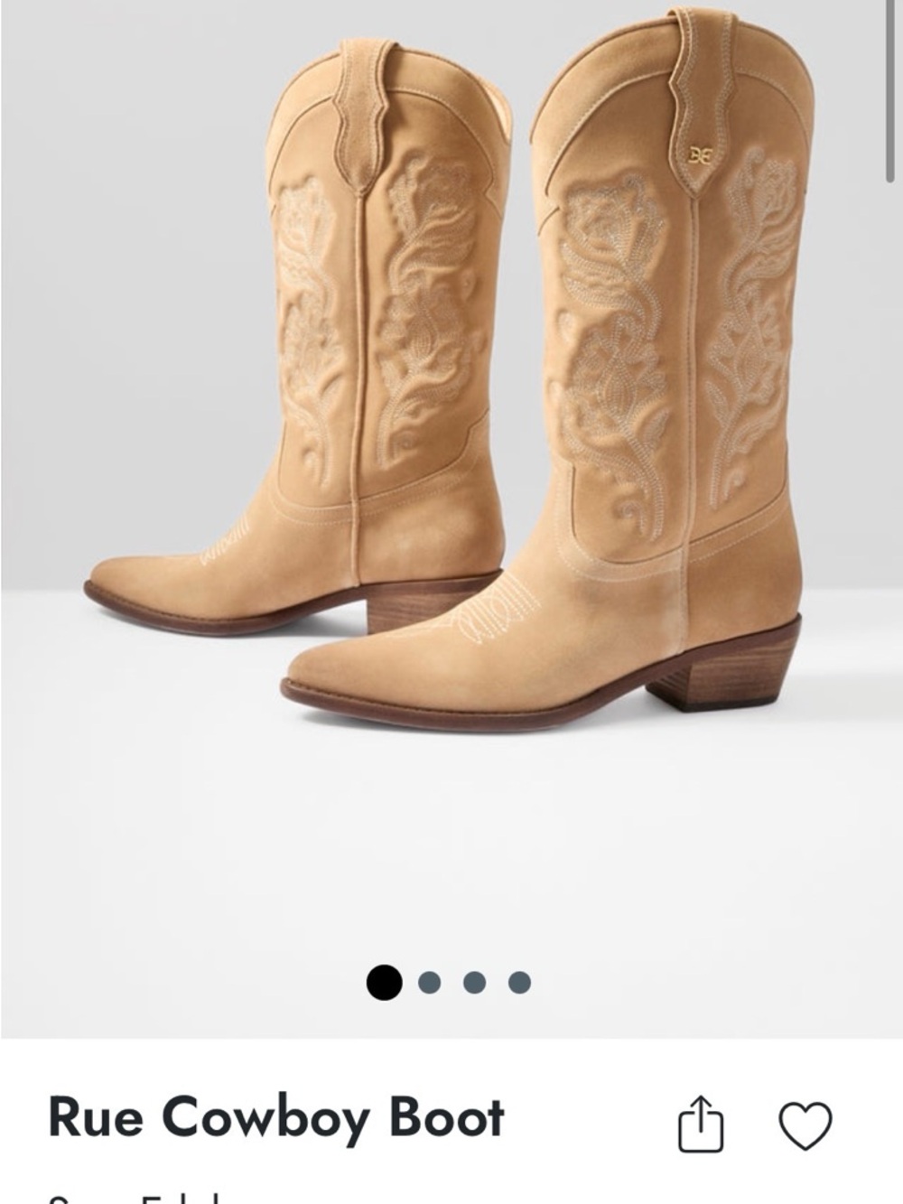 NEW Sam Edelman Rue Cowboy Boot - Tan Size 7